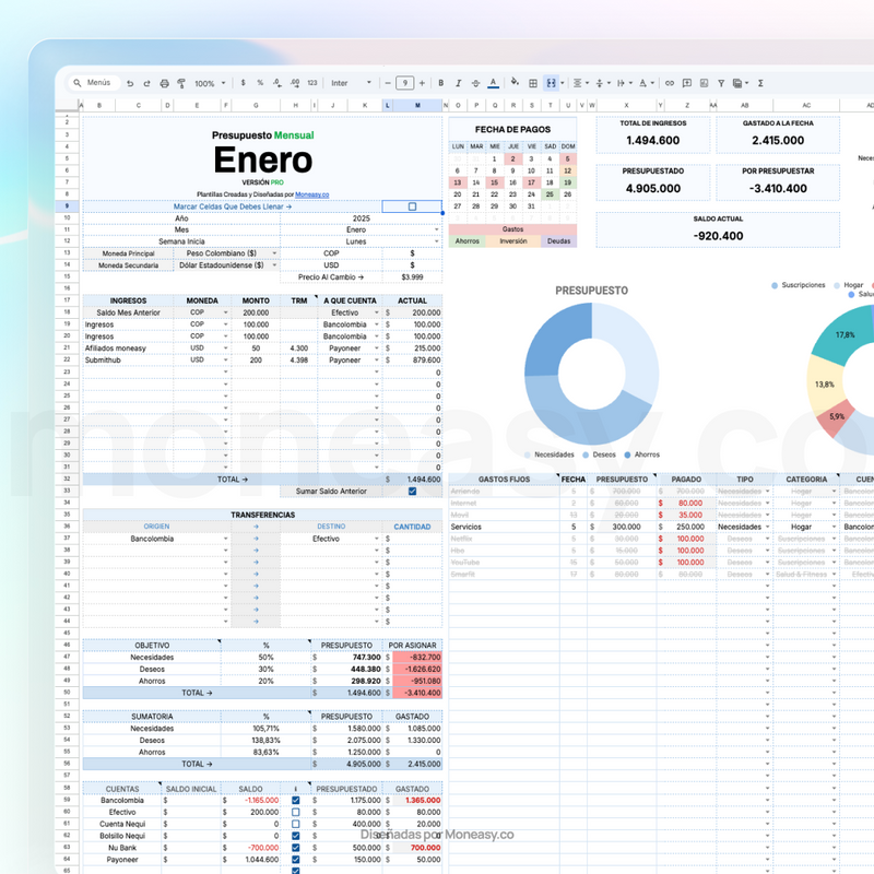 Presupuesto Mensual Pro